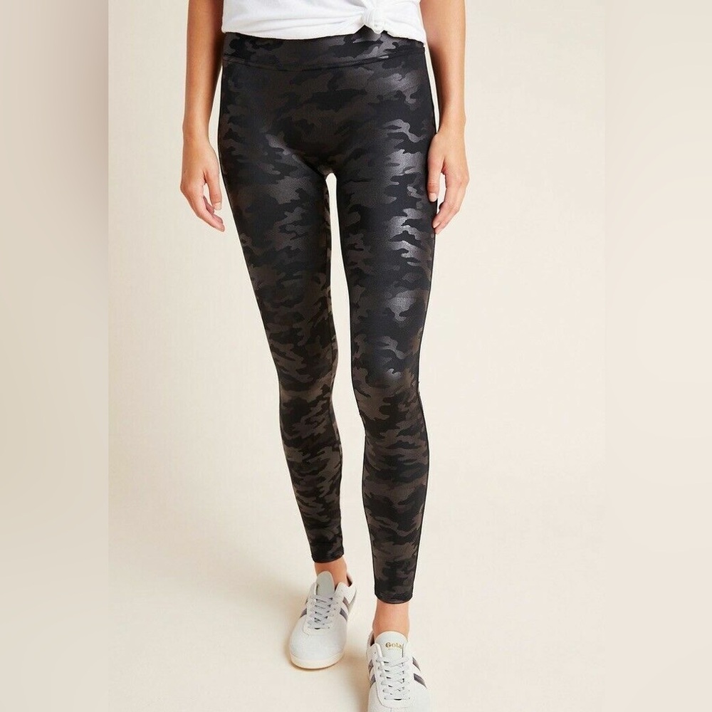 SPANX Faux Leather Camo Leggings